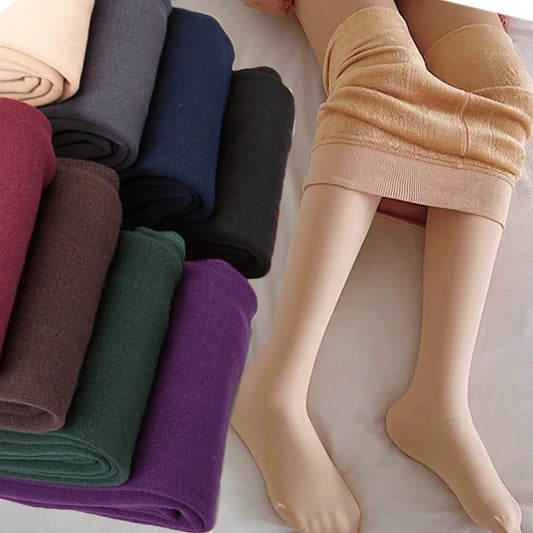 Winter Warm Thick Fleece Pantyhose Women Ladies Thermal Elastic Velvet Tights Stretchy High Waist Translucent Leggings Stockings